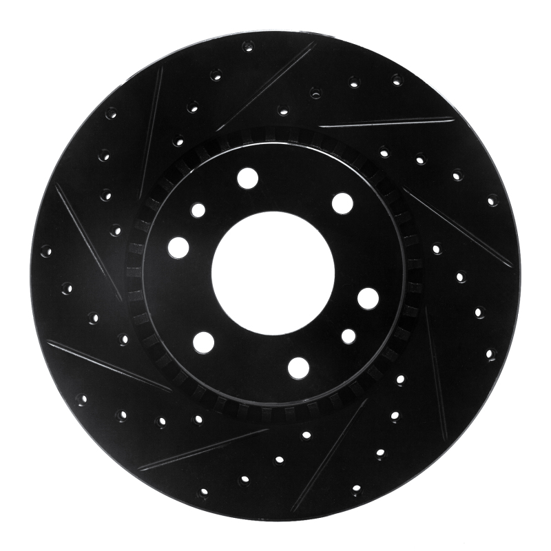 Buick Rainier Brake Rotor (1) - Front Left - R1 Concepts - Drilled & Slotted - Black - `02-`09